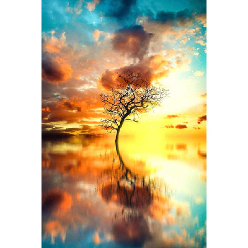 Kit diamant painting paysages nature arbre maison broderie strass ronds