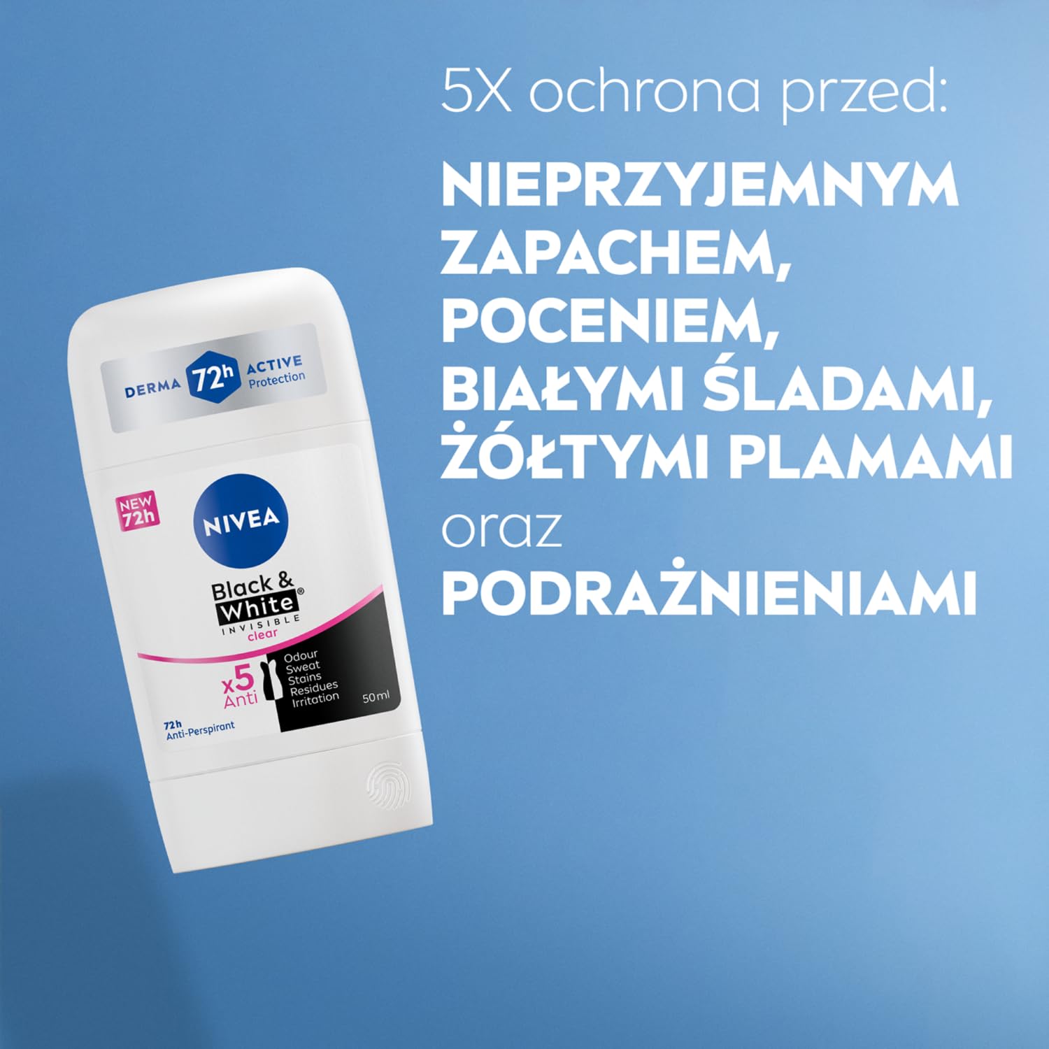 NIVEA Black&White 48 H Invisible Clear Antitranspirante en barra para mujeres 50 ml