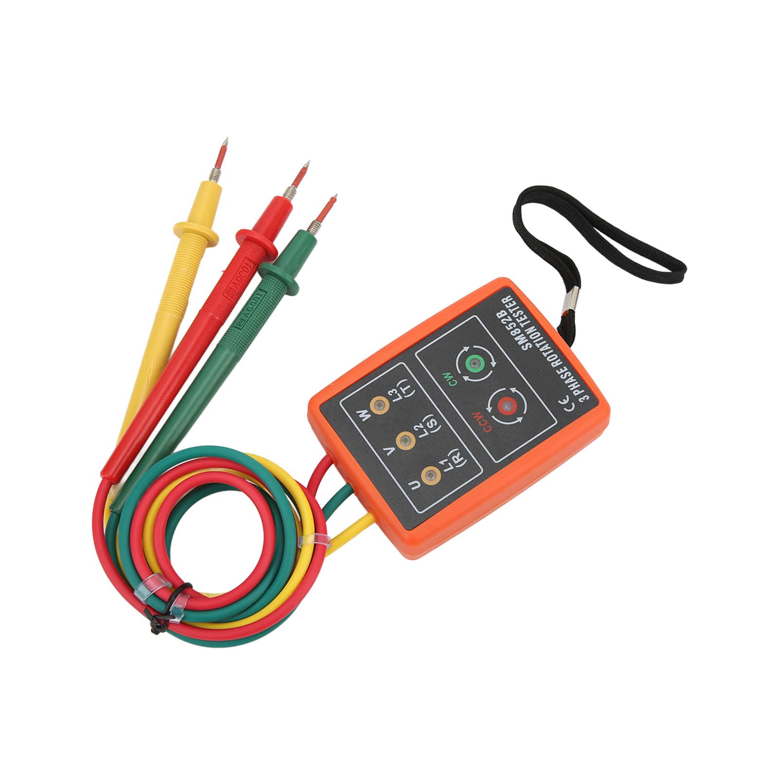 Hyuduo Cyfrowy 3-fazowy Miernik Rotacji SM852B 3-fazowy Tester Rotacji z diodą LED i Brzęczykiem do Wykrywania Otwartej Fazy AC 60-600 V 20 Hz-400 Hz