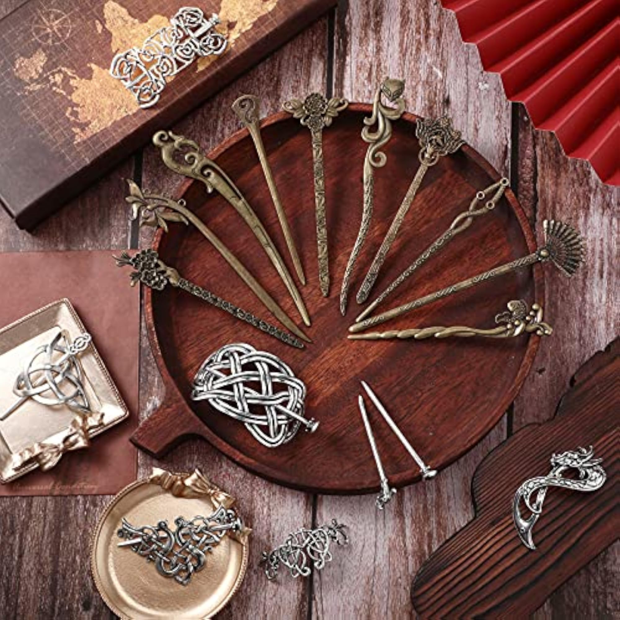 16 Pieces Vintage Silver Celtic Hair Sticks