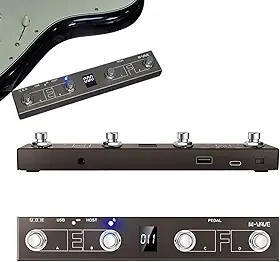 VEDO M-VAVE Chocolate-Plus Pedal MIDI Sem Fio, 4 Botões Foot Switch, Controle por APP, Pedaleira Portátil para Guitarra, Violão, Teclado, Compatível Windows, Mac, iOS, Android, Looper, Efeitos Bateria