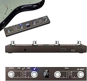 VEDO M-VAVE Chocolate-Plus Pedal MIDI Sem Fio, 4 Botões Foot Switch, Controle por APP, Pedaleira Portátil para Guitarra, Violão, Teclado, Compatível Windows, Mac, iOS, Android, Looper, Efeitos Bateria