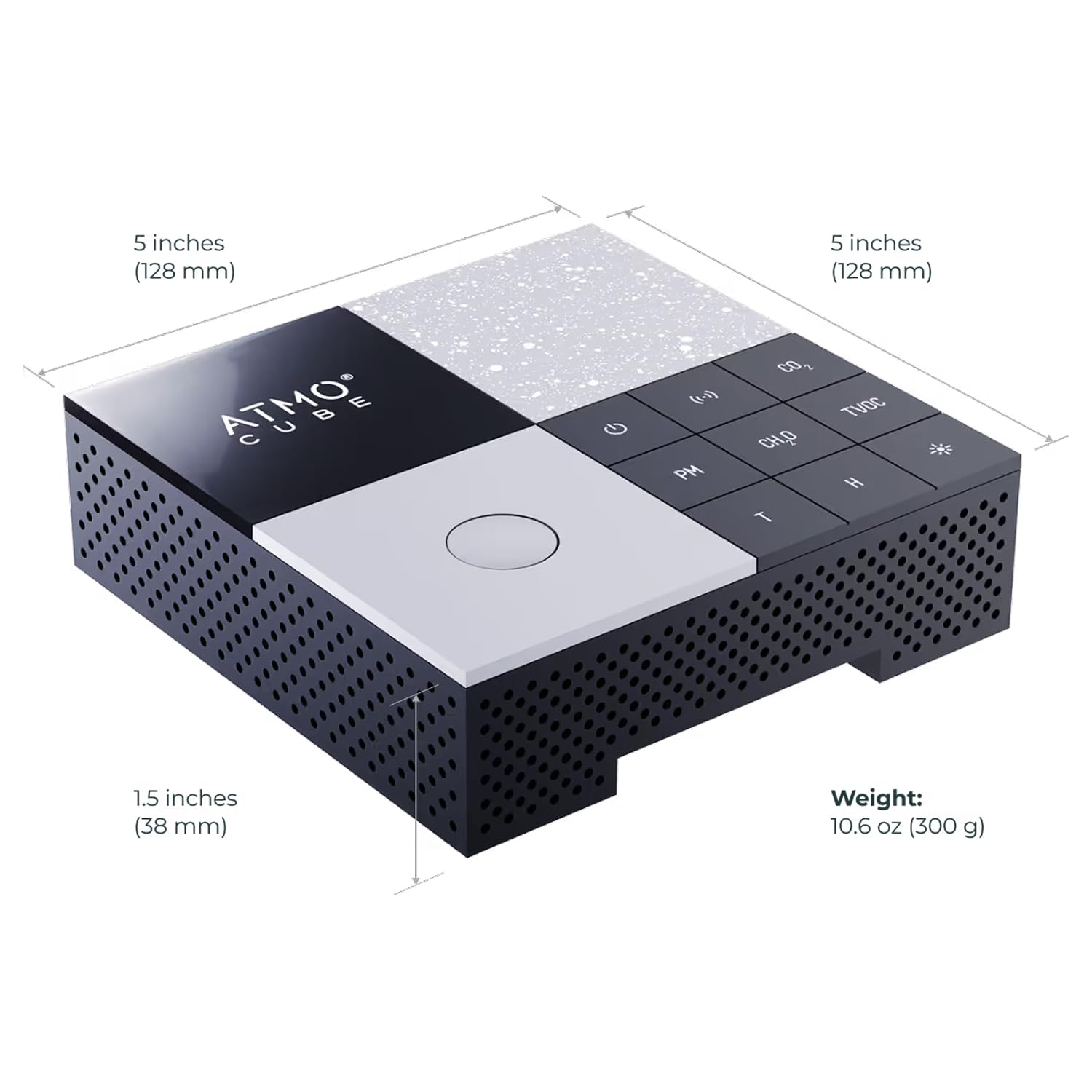 Atmocube Professional 12-in-1 Luftqualitätsmonitor – Messgerät für CO2, Feinstaub (PM2.5), Formaldehyd (CH2O), TVOC & NOx – WLAN, Ethernet & PoE Konnektivität – Echtzeit Cloud Dashboard & App