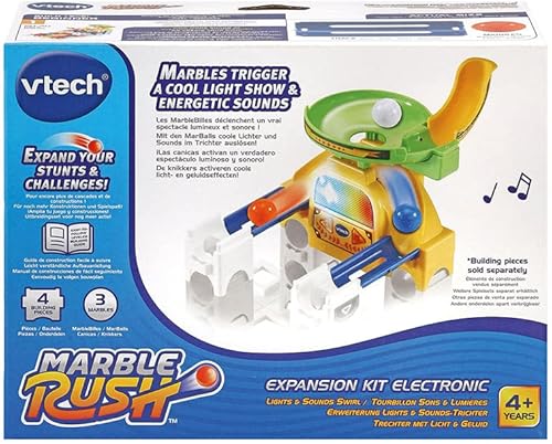 Miniatura 3 de VTech - Marble Rush, circuito electrónico de bolas de expansión Tourbillon sonidos y luces, juego de construcción, 4 piezas, 3 bolas, regalo para