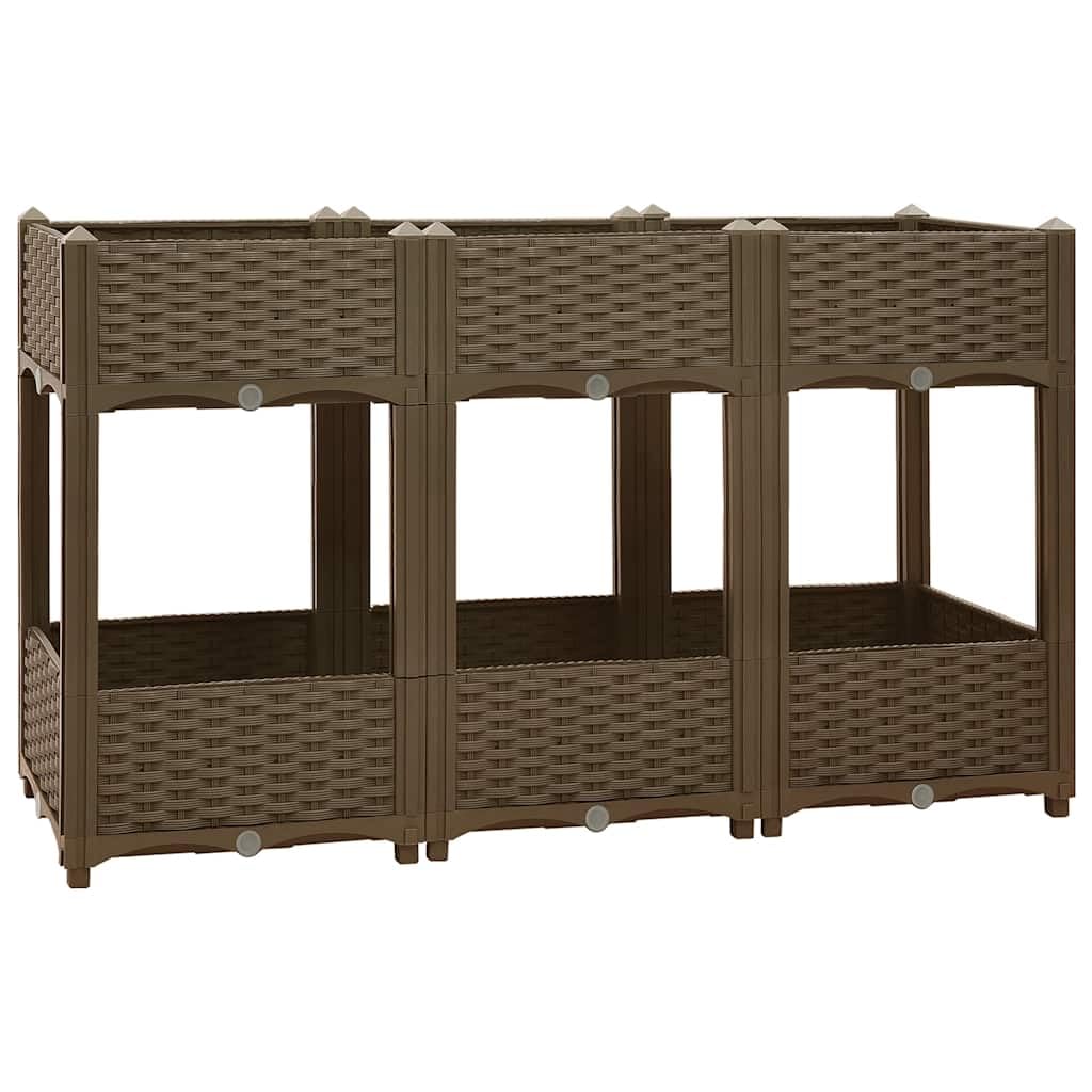 vidaXL Raised Bed Lawn Gardening Outdoor Garden Planter Pot Flower Box Pot Planting Bed Basket Vegetable Herb Grow Polypropylene Brown — image 1