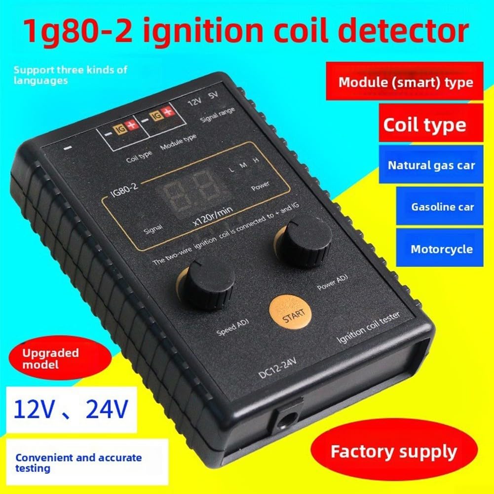 Probador de descarga de bobinas de encendido FD20 con verificador IG80, 25/30 kV para coche, motocicleta y camión, detección de fugas de aislamiento, carcasa ABS, color negro