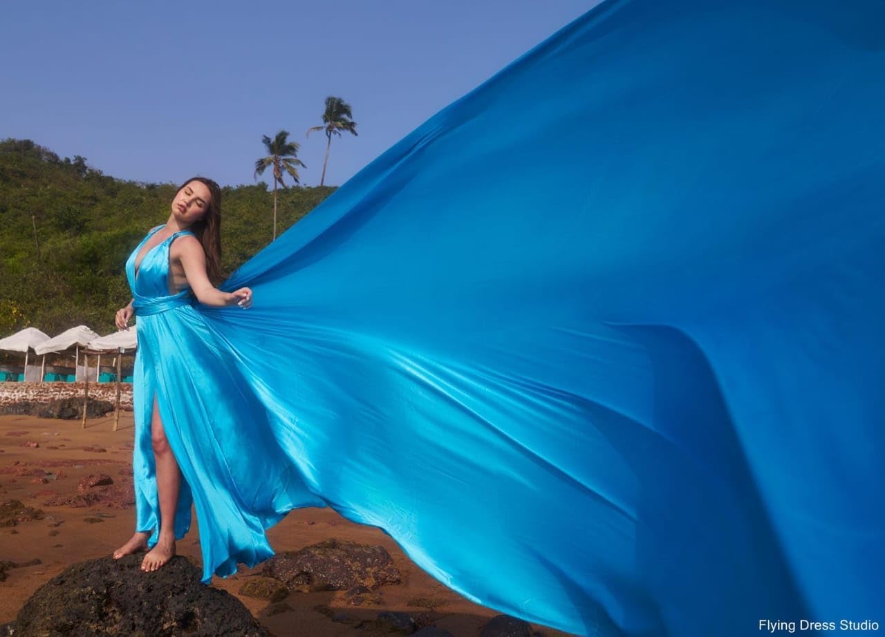 Satin Shoot Flowy Beach terquoise Halter Long Satin Backless satonrini Dubai for Maternity Shoot prewedding Shoot Rose Gold