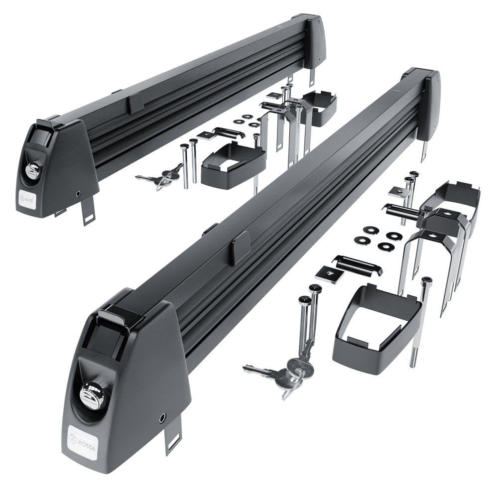 Mossa Portaesquís para portaequipajes de Techo - Negro - para 5 Pares de esquís o 4 Tablas de Snowboard