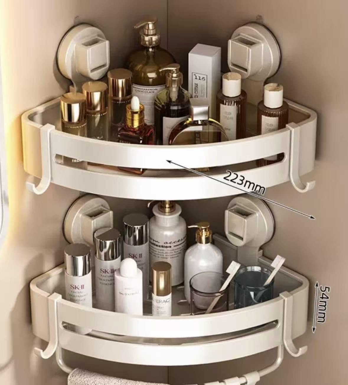 2026 Upgraded New Adjustable Corner Shower Caddy Suction Cup Extremely Strong Suction Power No Drilling Rust Proof Aluminum