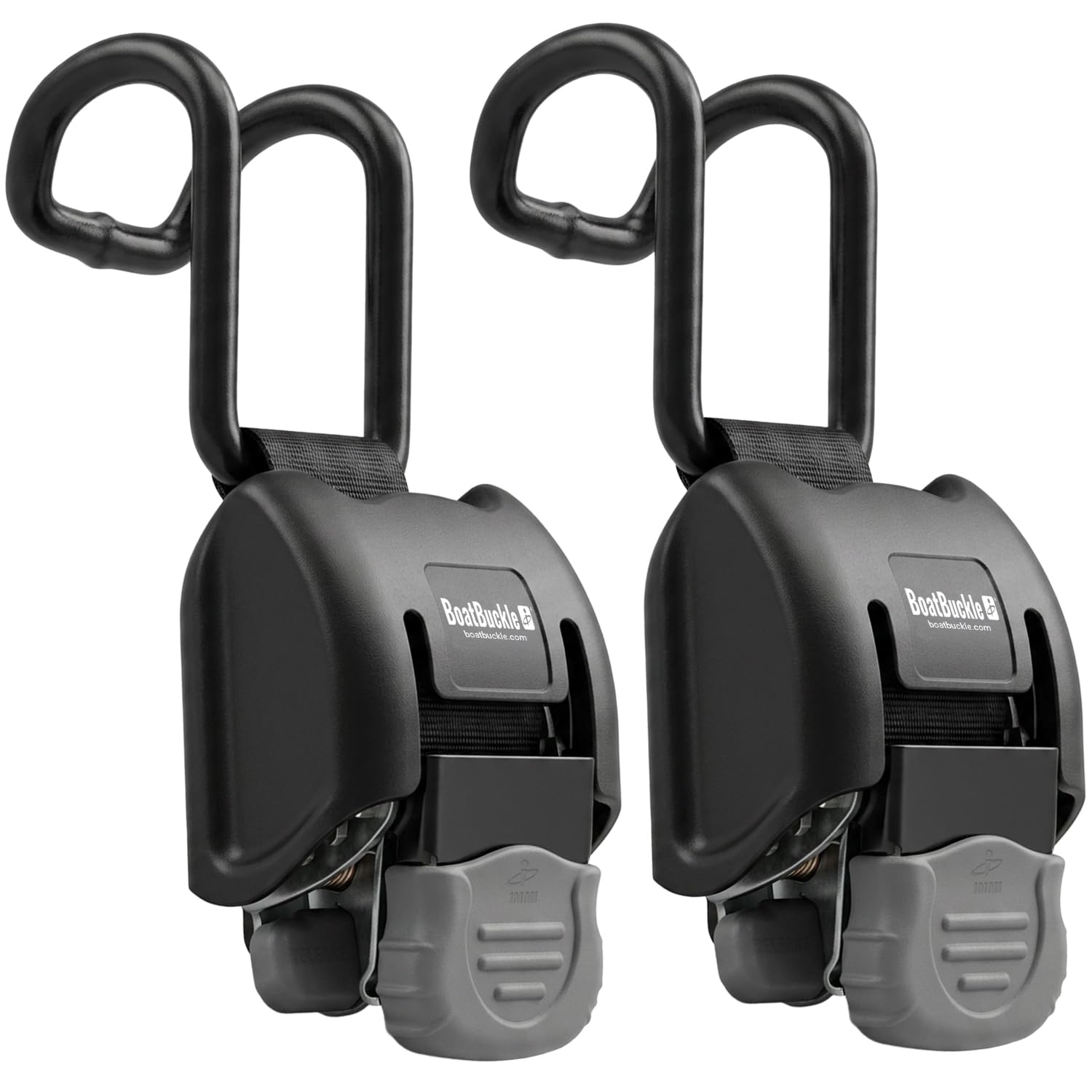 BoatBuckle (F14221EC) G2 Gunwale Transom Tie-Down 2 x 38 inches with Vinyl-Coated Double J-Hook, 2500lbs Break Strength, 2-Pack