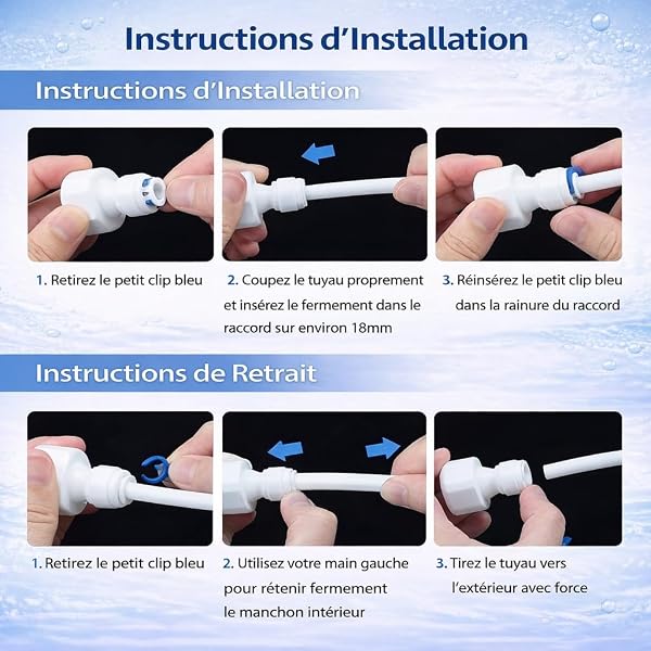 Kit de Frigo Tuyau D'alimentation en Eau Universel 15M,incluant pipe a eau (6,35mm) et accessoires pour systèmes d'osmose inverse, adapté pour réfrigérateurs, systèmes d'osmose inverse et aquarium - 4