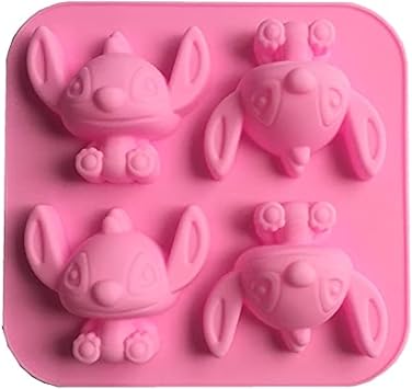 4 Cavity Star Baby Silicone Mold for DIY Fondant Candy Making Molds | Lollipop Desserts Chocolate Ice Cube Gum Clay Soap Biscuit Plaster Resin Cupcake Topper Birthday Party Cake Decor