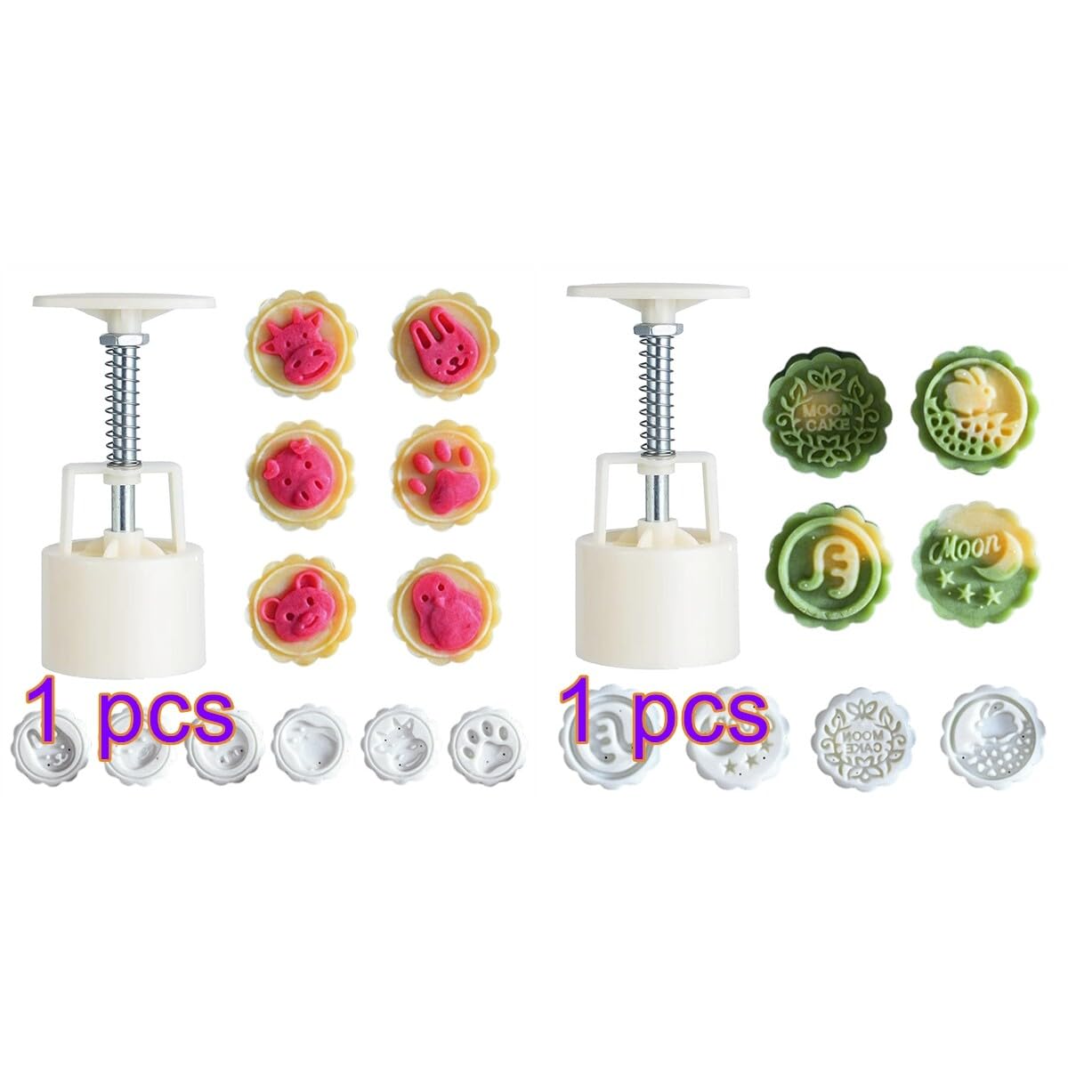 50g Mooncake Press Mould,Asudaro 14 Pcs Mooncake Mould Set,3D Flowers Hand Pressure Fondant Dessert Moon Cake Mould,Suitable for Family Parties and Outdoors - Image 2