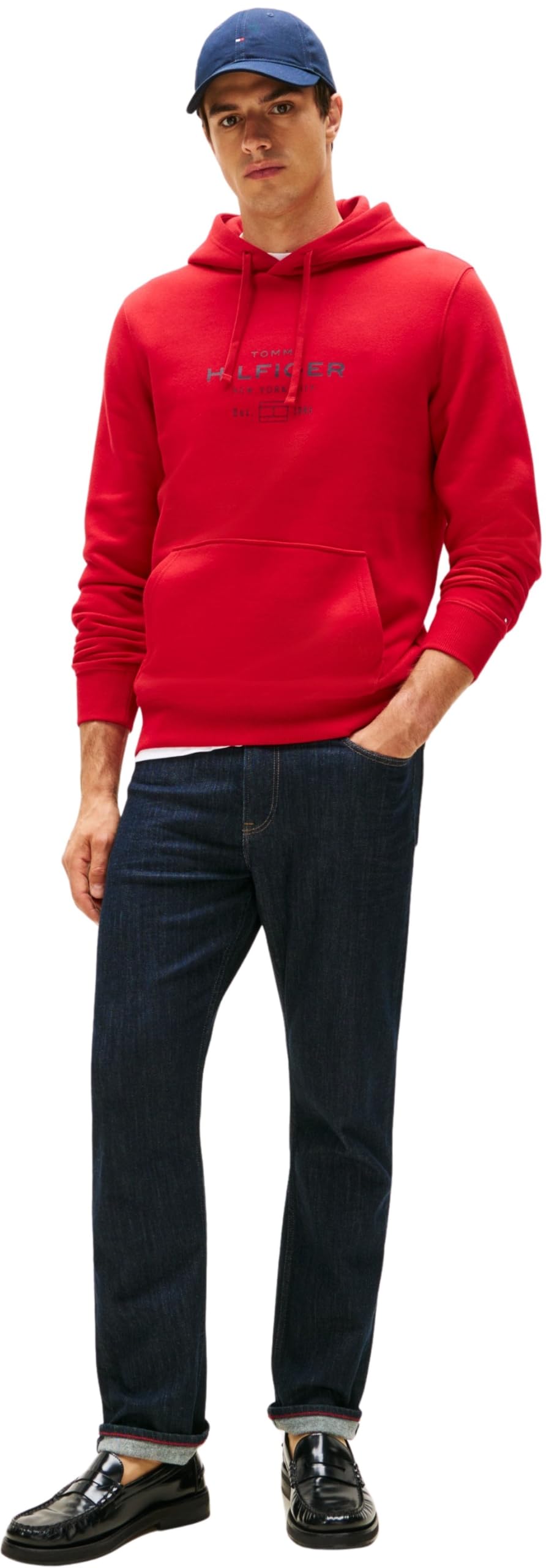 Tommy Hilfiger Męska owalna bluza z kapturem GRAFICZNA MW0MW40864, czerwona, XL, Czerwony (średni czerwony), XL
