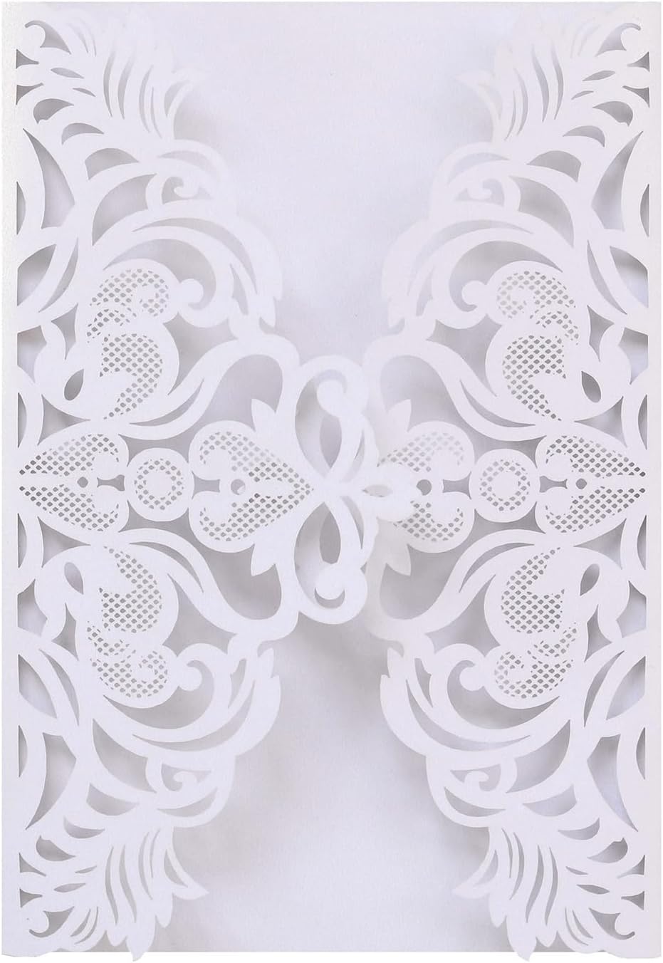 5x7 Laser Cut Invitation Cover, Lace Gate Invitations Sleeve, Vingta Wedding Invite Jacket for Party Wedding Engagement Bridal Bridal Shower Invites (Ivory)