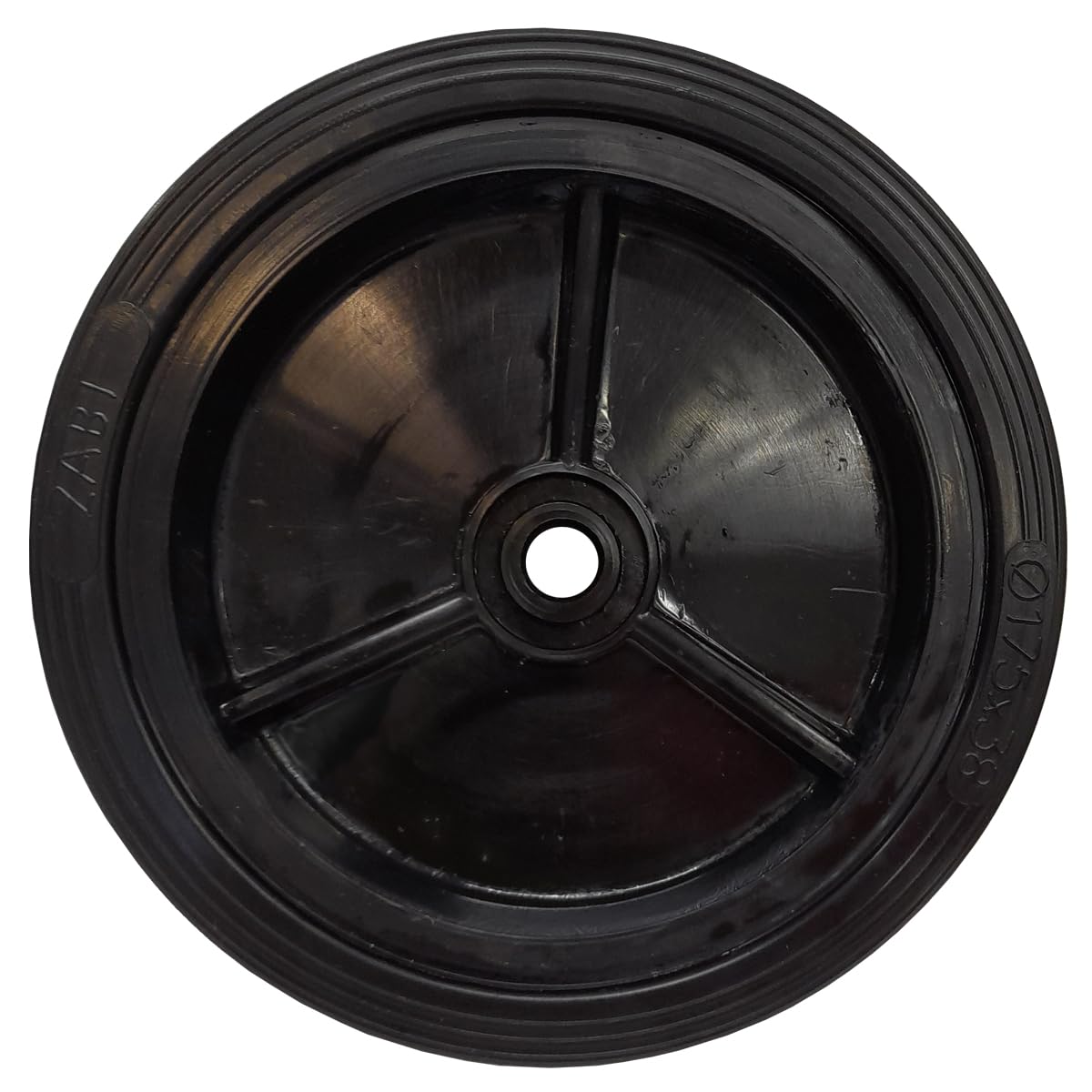 Rasenmäherrad Ø175 mm – schwarzes Ersatzrad aus Vollgummi, robustes Kunststoffrad für Rasenmäher, mit Montage-Set, Code: K175*M10