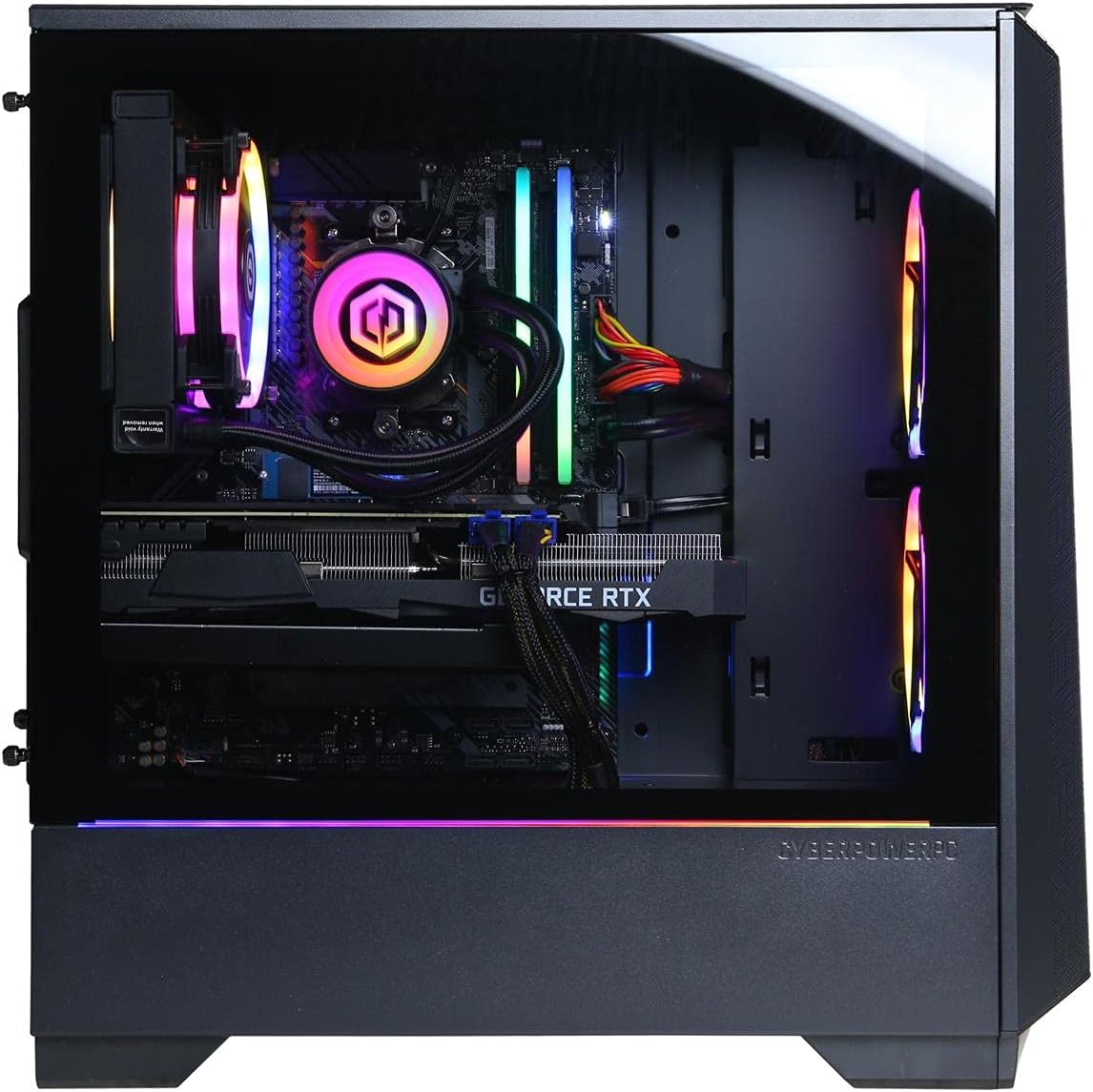 맨 위 view CyberpowerPC 데스크톱의 전면 I/O 포트를 보여주는 사진