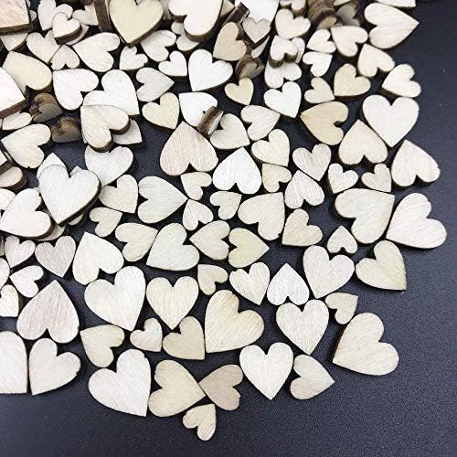 200 Pieces Mini Wooden Hearts for Crafting Projects Mixed Wood Heart Embellishments for Wedding Crafts Making DIY Decoration
