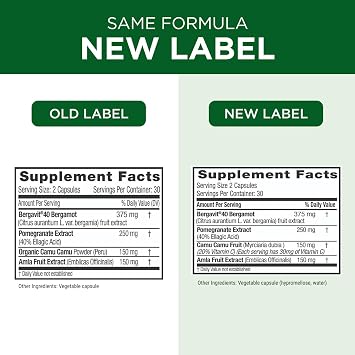 EMERALD LABS Bergamot + يدعم التمثيل الغذائي وصحة القلب مع Bergamot و Pomegranate و Amla & Camu Camu - خالي من الغلوتين والنباتي - 60 كبسولة نباتية (30 حصة)