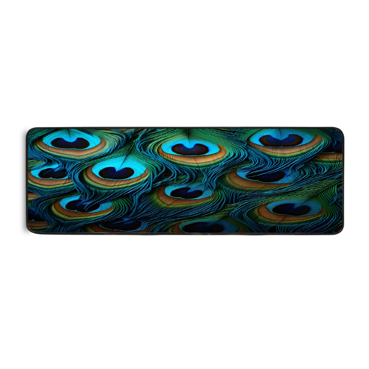 Tapis de cuisine plumes de paon 183x61cm : un grand tapis de sol absorbant