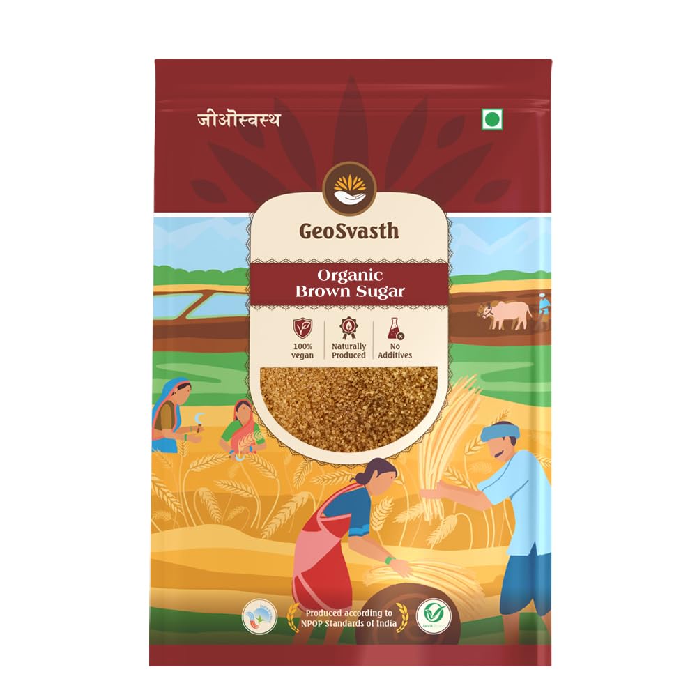 GeoSvasth Organic Brown Sugar 1 Kg | 100% Certified | Unrefined | Rich In Calcium, Potassium & Iron | Organically Processed From Freshly Squeezed Sugarcane | Chemical & Pesticides Free | (Pack of 1) (B0D3VFJP6G) Amazon Price History, Amazon Price Tracker