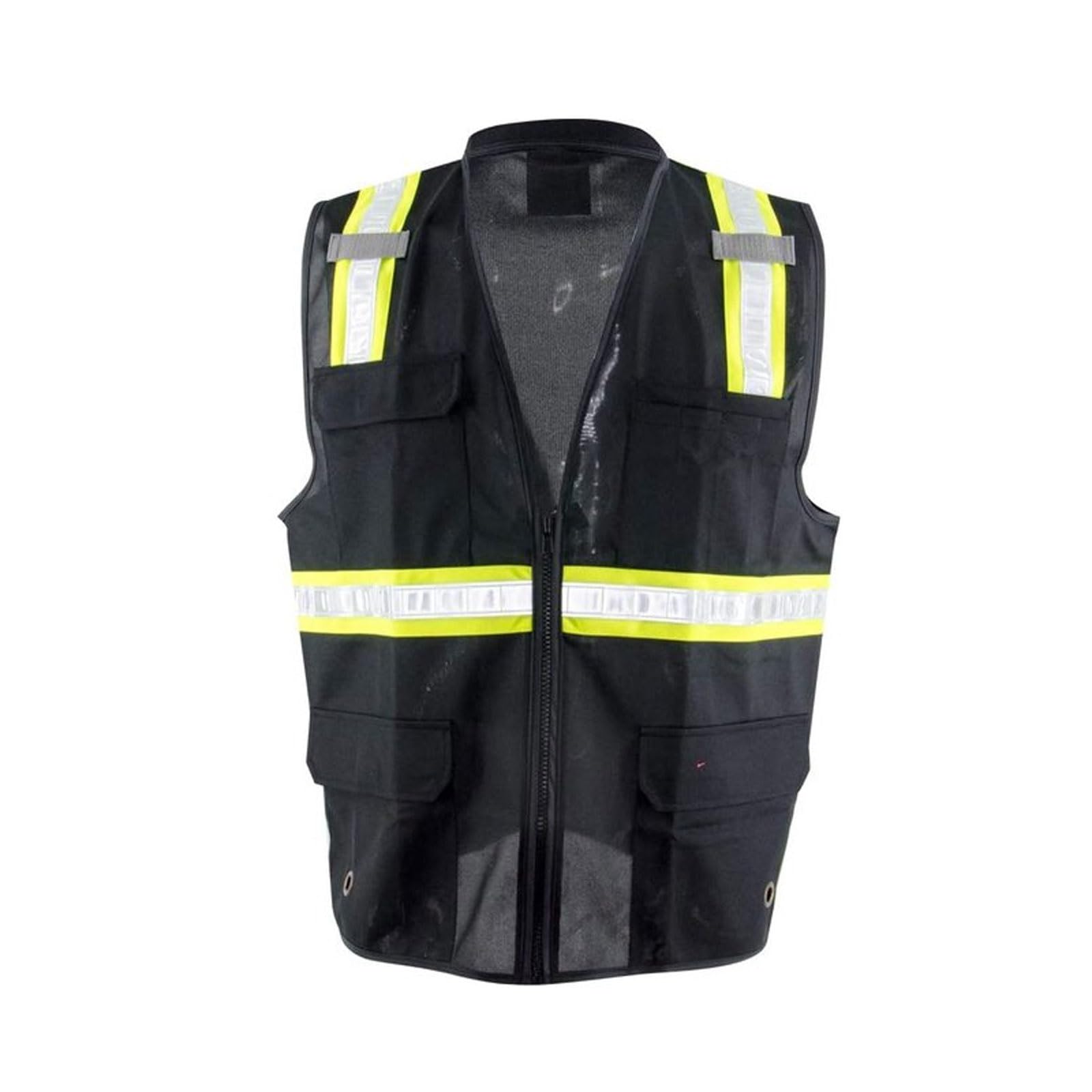 Chaleco de seguridad de alta visibilidad, Chaleco de seguridad punto alta visibilidad con rayas y bolsillos reflectantes, multicolor, varios tamaños(Nero,M)