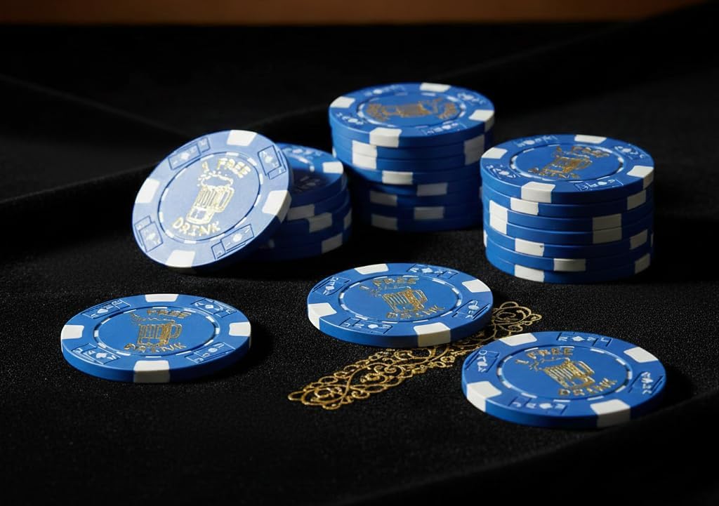100 Free Drink Poker Chips Tokens for Restaurants OR BAR - Beer Mug