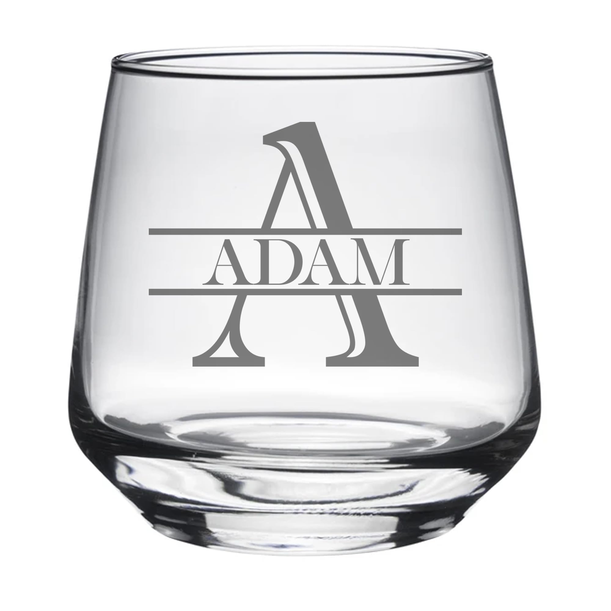 Personalised Engraved Whiskey Tumbler Glass Whisky Lowball Tumbler Glasses Personalised gifts for men Birthday Christmas Anniversary Wedding Gift Personalise (Split Letter Monogram, Tallo)