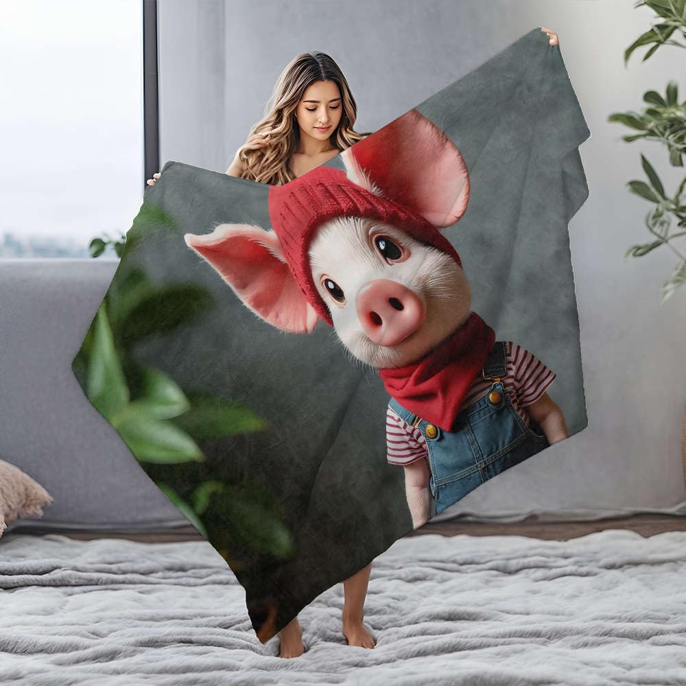 Couverture chaude en flanelle anti-froid grand plaid cochon lit chambre