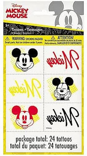 Disney Mickey Mouse Tattoos  Paquete de 24  Diseños mágicos para niños, regalos de fiesta perfectos para cumpleaños y fiestas temáticas