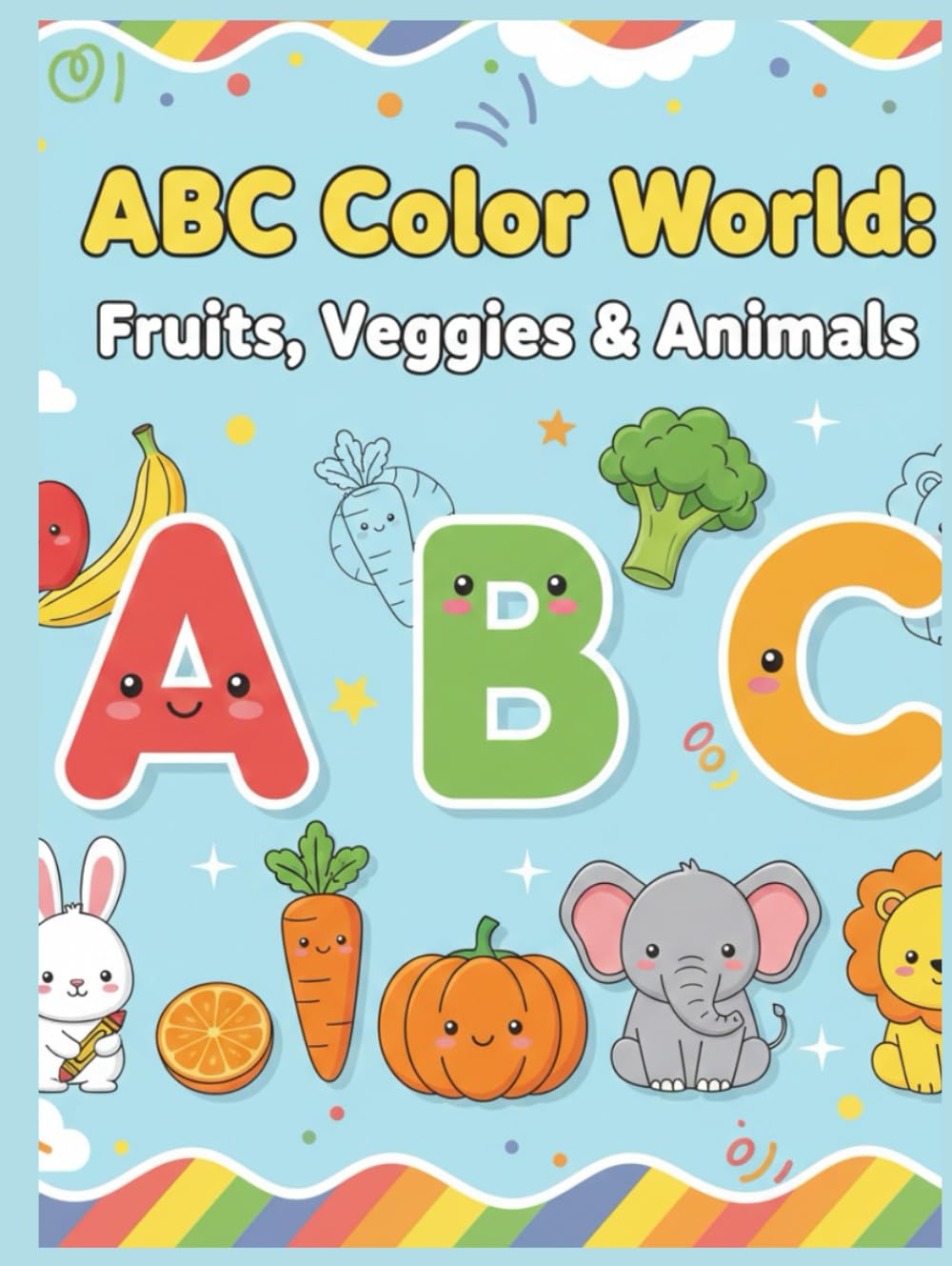 ABC Color World Fruits, Veggies & Animals: Learn letters while coloring Fruits, Vegetables & Animals!
