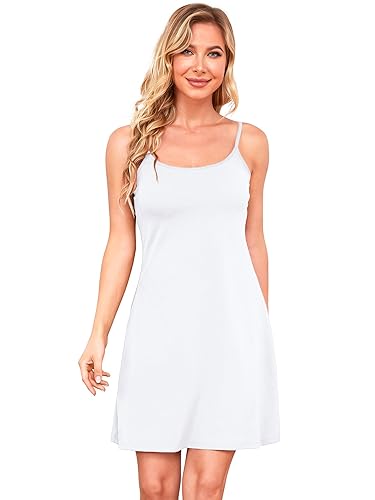 DYLH Slip Dress with Built in Bra Cotton Nightgowns for Women Beach Dress Summer Dress Sun Dress Slip Under Dress