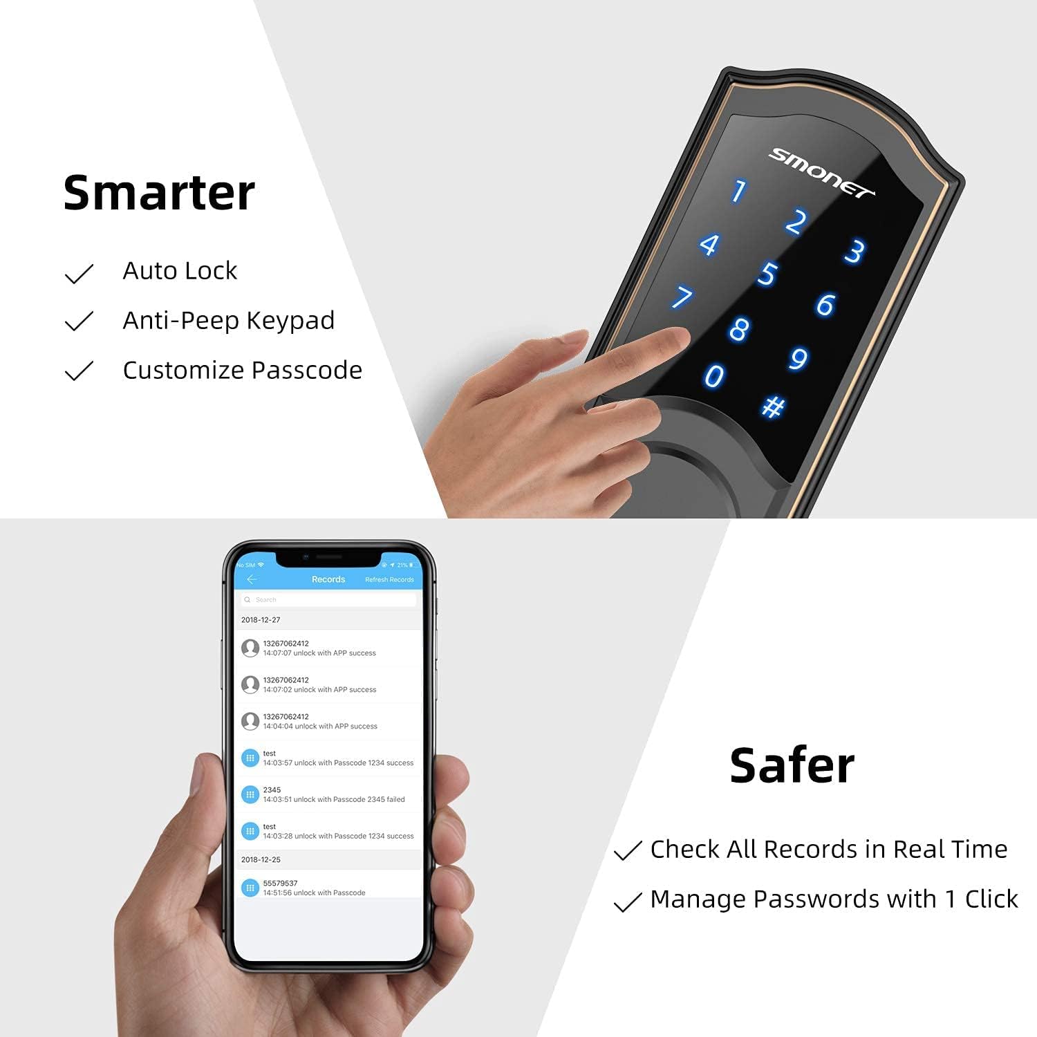 Amazing 🔥 WiFi Door Lock,SMONET Remote Control Smart Deadbolt, Digital Electronic Keyless Entry Locks Bluetooth Touchscreen Auto Lock with Gateway Hub, Work with Alexa,APP,Code,Key for Home Front Door,Black Lowest Price WiFi Door Lock,SMONET Remote Control Smart Deadbolt, Digital Electronic Keyless Entry Locks Bluetooth Touchscreen Auto Lock with Gateway Hub, Work with Alexa,APP,Code,Key for Home Front Door,Black