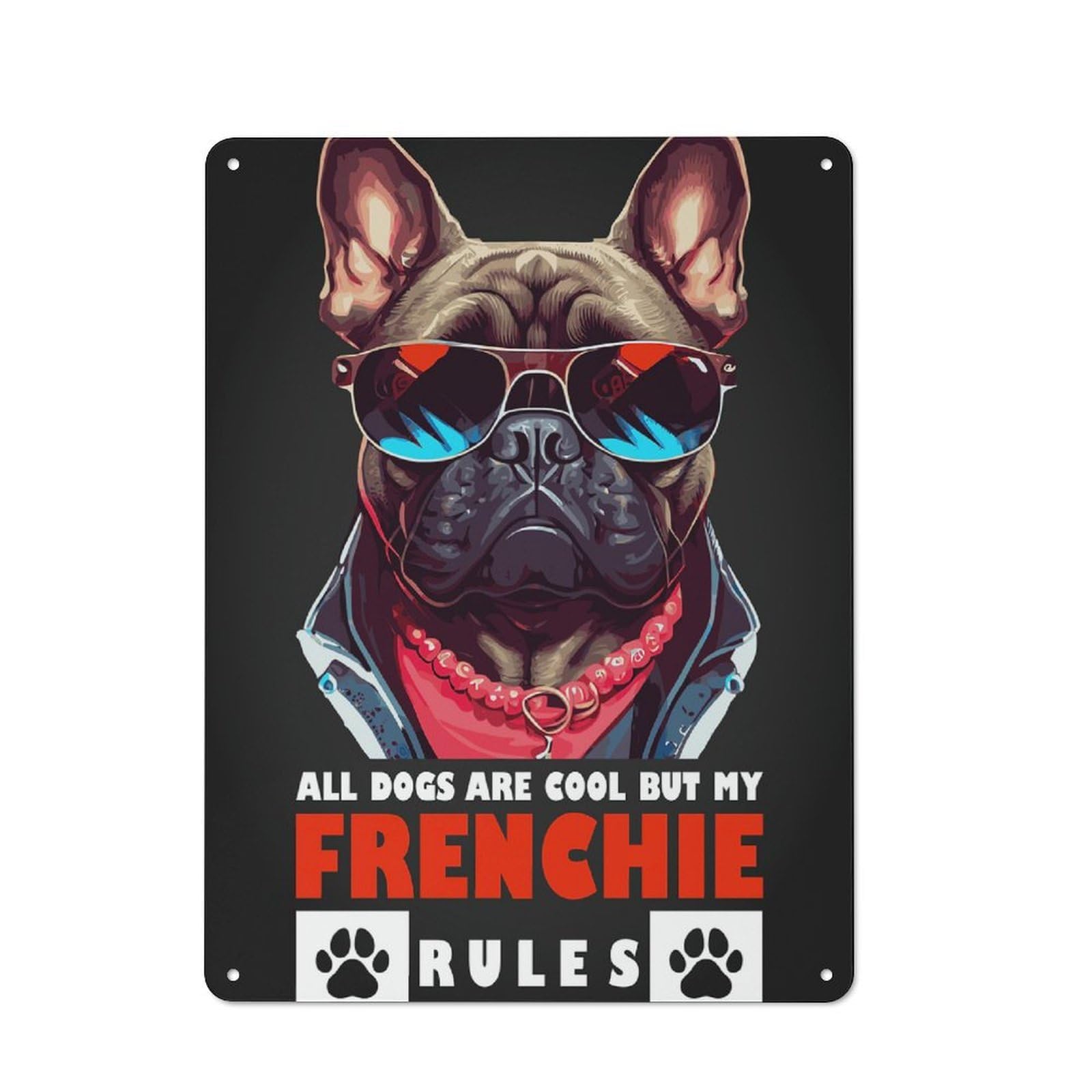 Junmoney Style-9 Funny French Bulldog Humor Tin Wall Plaque 40X30cm, Rustic Cottage Wall Art For Dining Room, Cafe, Entryway Or Family Room