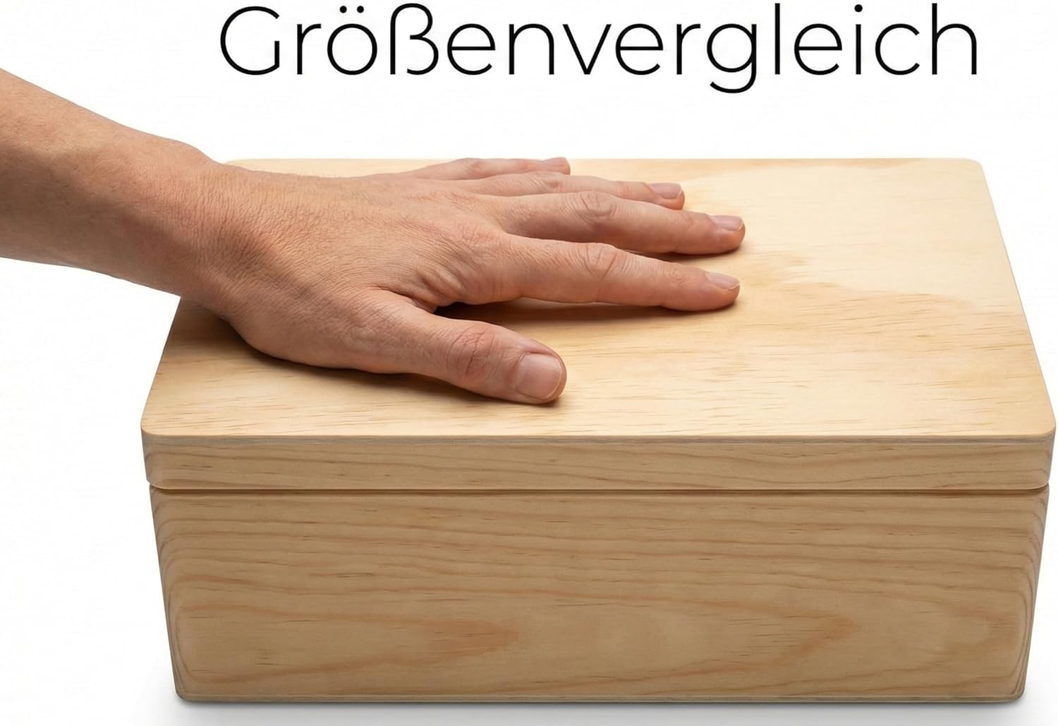 khevga Holzkiste mit Deckel 30x20x14 cm | Unlackierte Holzbox groß | Aufbewahrung & Erinnerungsbox für Spielzeug, Fotos & Dokumente (2)