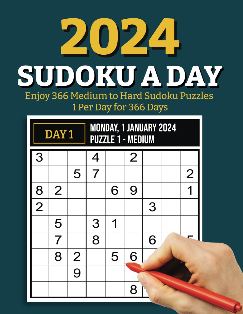 2024 Sudoku A Day Enjoy 366 Medium to Hard Sudoku Puzzles 1 Per Day