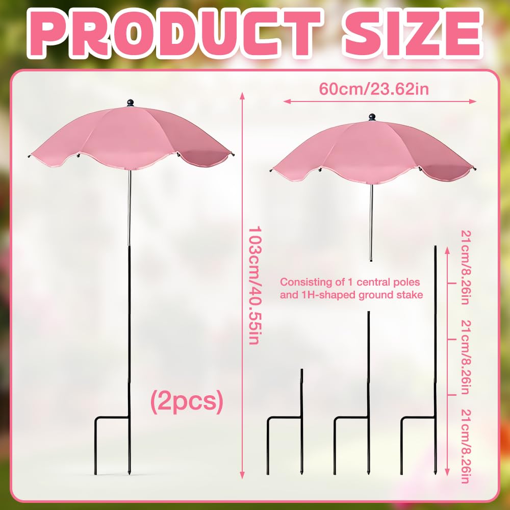 Pflanzenschirm, 2 Stück Sonnenschutz für Pflanzen Ø 60 cm, Verstellbare Pflanzenschirme für Draußen, Sonnenschirm Mini für Topfpflanzen Blumen Gemüse