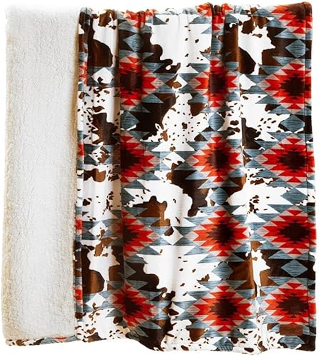 Vista 43 de CARSTENS, INC. Wrangler Ultra Premium - Manta de forro polar sherpa súper suave, 54 x 68 pulgadas, diseño Southwest Horizon Horizonte Suroeste