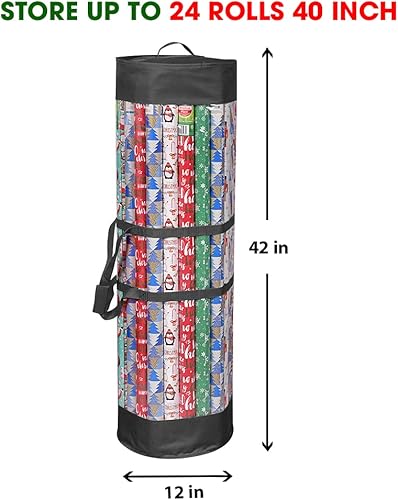 Miniatura 9 de ProPik Bolsa organizadora de papel de regalo para todas tus envolturas de regalo y cintas, se adapta a rollos largos de 40 pulgadas, soporta hasta