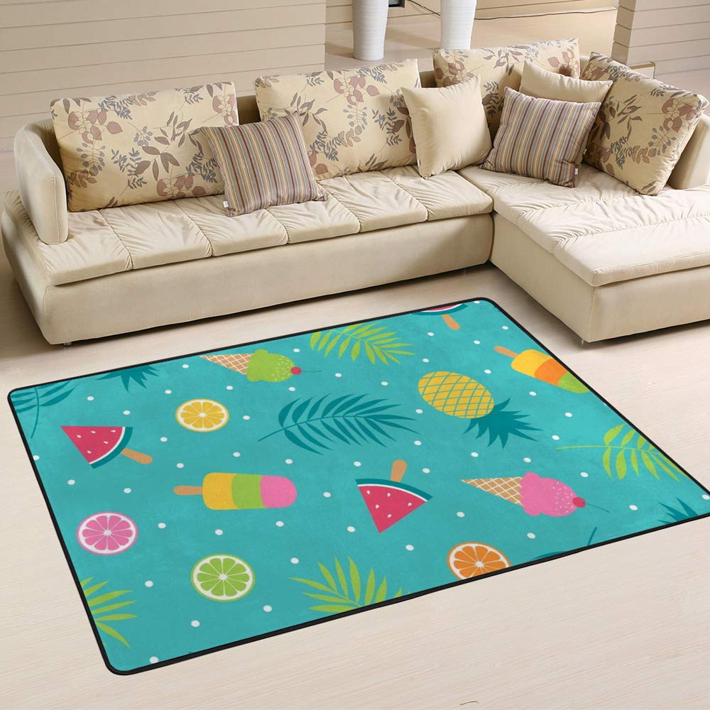 Tapis tropical feuilles de palmier pour décorer un salon ou une chambre