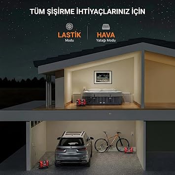 KOBB KB301 Dijital Lastik Şişirme Pompası, 12V/220V, 150 PSI, 35L/dk Hava Akışı, LED Ekran, Siyah, 1.6kg