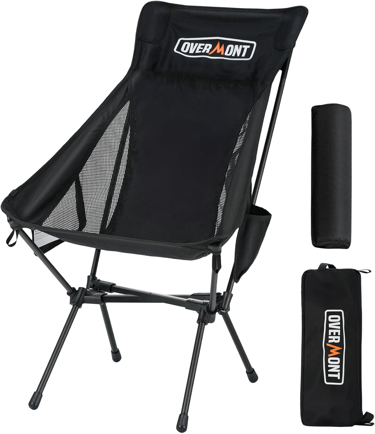 Overmont Lightweight High-Back Folding Camping Chair – 440LBS Capacity for Travel, Hiking, and Fishing