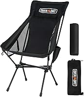 Vista 1 de Overmont Silla de camping portátil de respaldo alto, soporte de 440 libras, silla plegable ligera de gran tamaño para adultos, compacta con almohada