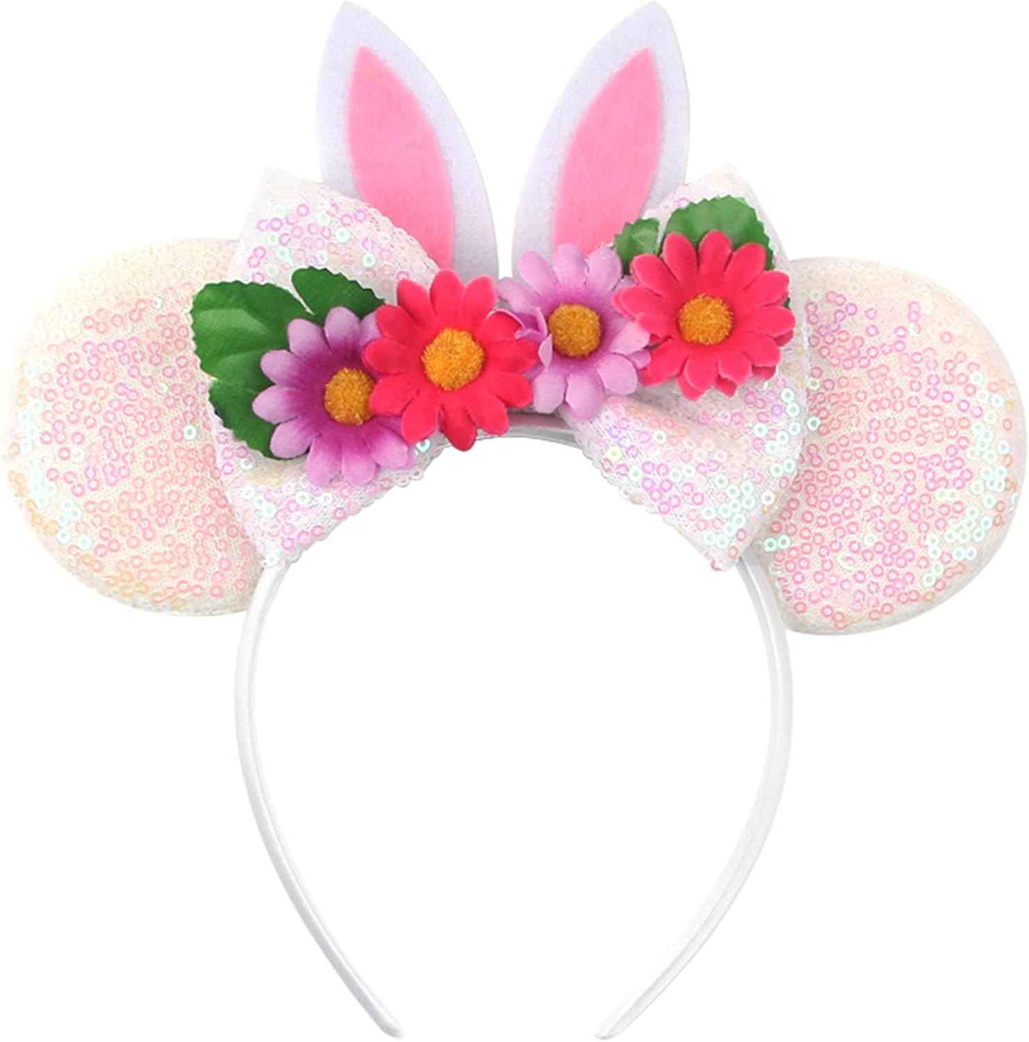 イースター バニー 耳 ヘッドバンド クラウン ガーランド 花 誕生日 ヘッドウェア ウサギ コスプレ 写真撮影用小道具(LDZ50