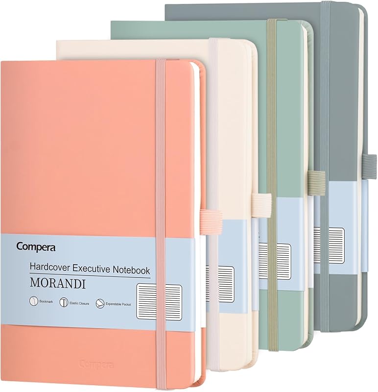 Comix 4 Pack Lined Journal Notebooks for Work, 176 Pages, 5.5"x8.3" | Hardcover, A5 Medium College Ruled, Journaling Notebooks for Notes-Taking, Fits for Office School Home, Assorted Morandi