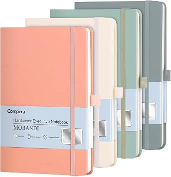 Comix A5 Lined Journal Notebook, 4 Pack, 176 Pages, 5.5 x 8.3, 100gsm Thick Paper, A5 notebooks Hardcover Notepad with Pen Loop and Inner Pocket, for Writing, Travel, Office, School
