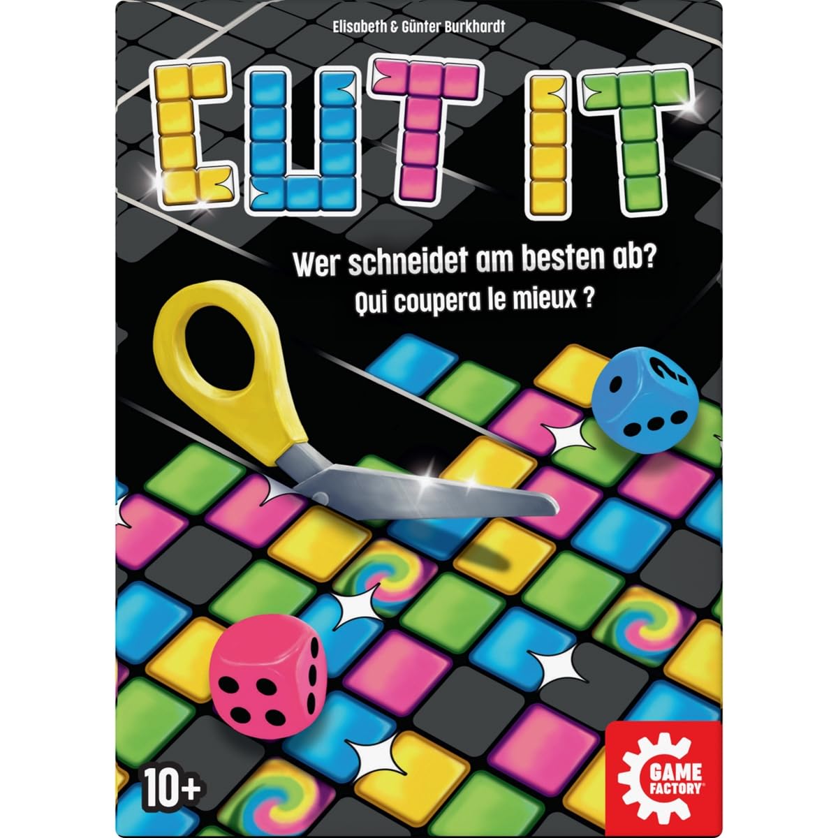 Game Factory 646063 Cut it, innowacyjna gra w kostkę, krojenie, puzzle, inteligentna gra rodzinna dla 1 do 4 osób, od 10 lat
