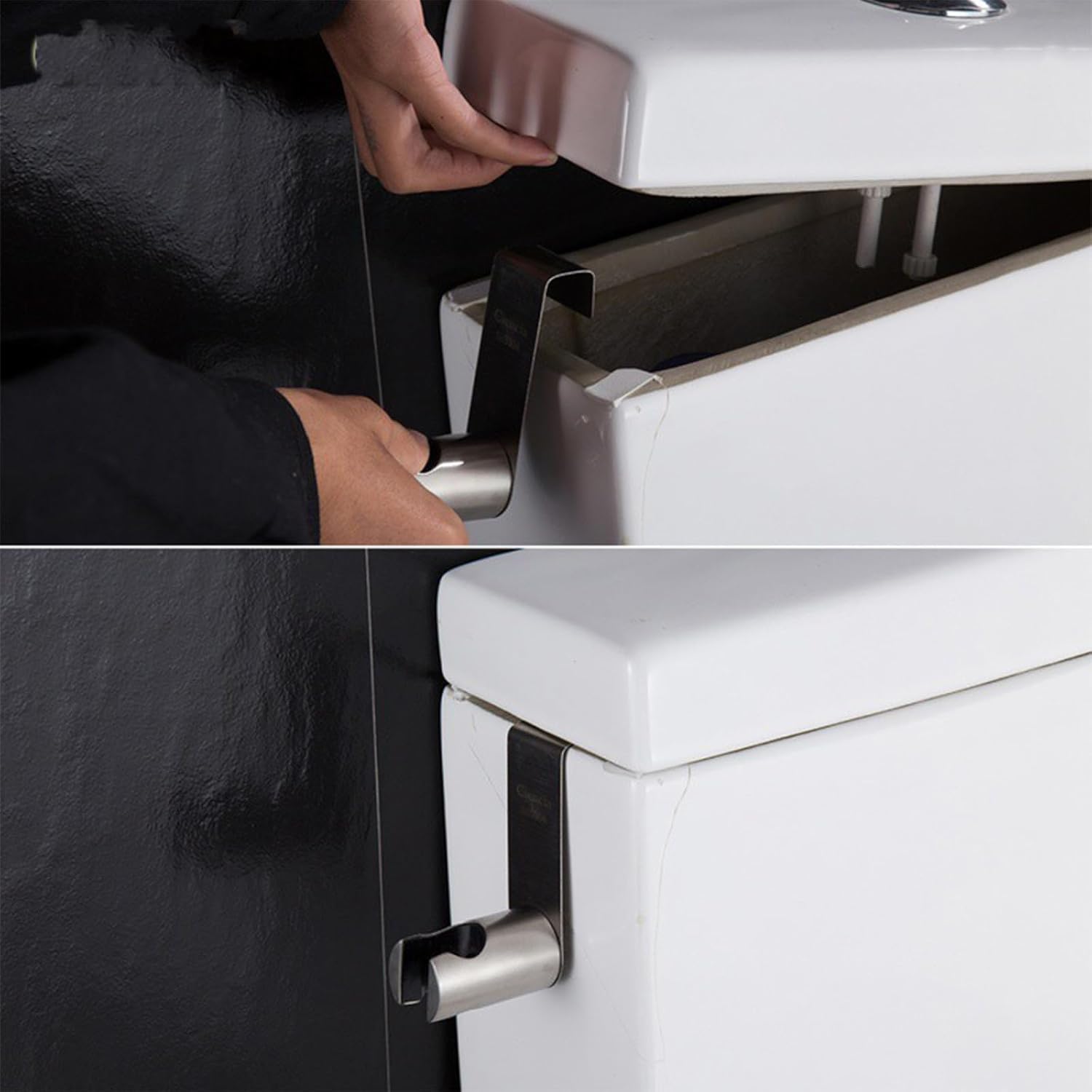 Bidet Sprayer Holder for Toilet Tank ABS Bidet Holder for Toilet Sprayer Holder Bathroom Attachment Hanging Bracket (Silver)