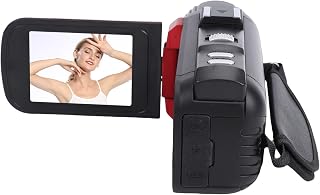 Pomya Video Camera Camcorder, 1080P HD 24MP 3 Inch 270 Degree Rotation Screen 18X Zoom Digital Video Recorder with External Microphone, for Travel Camping Outdoor Adventures (Red)