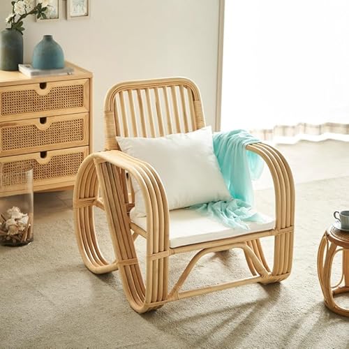 NEBE Lounge Sofa Rattan Recliner Small Sofa Balcony Rocking Chair Home Living Room Leisure Nap Chair Recliner Lounge Sofa for Bedroom - Image 6